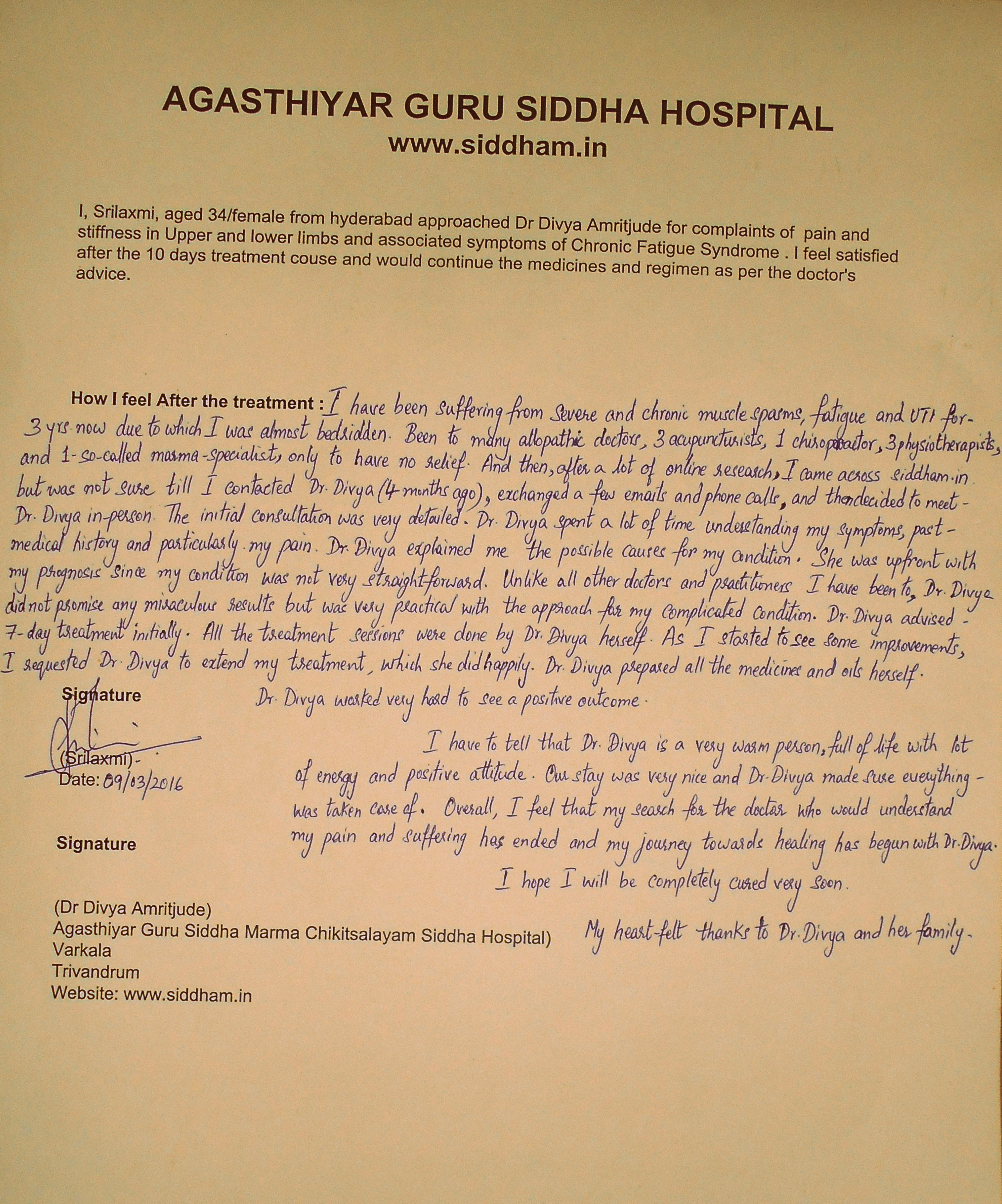 Siddha Treatment Review